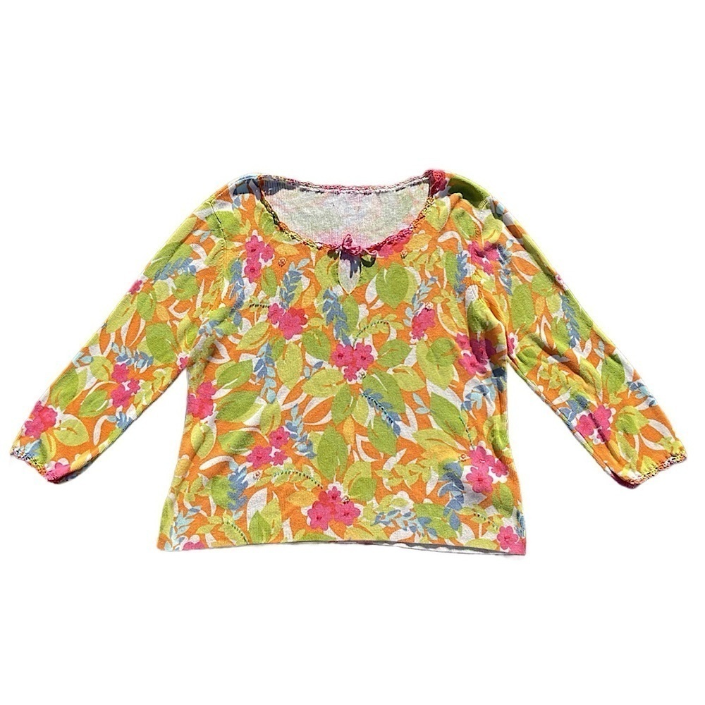 Vintage knit Floral Sigrid Olsen Sequin Sweater colorful